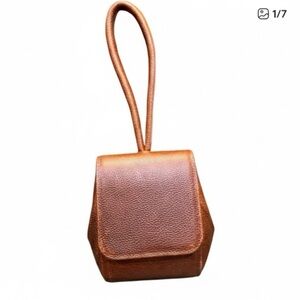 Vintage Pebbled Cognac Leather Convertible Mini Bag | Crossbody & Wristlet